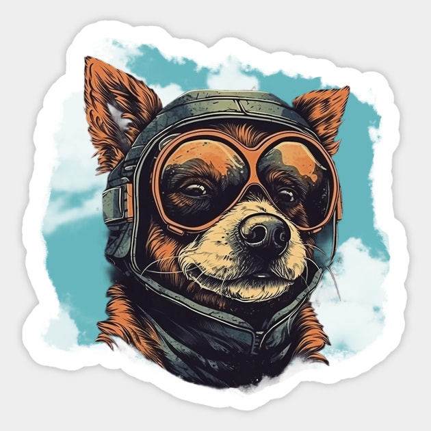 Aviator dog Sticker by GreenMary Design